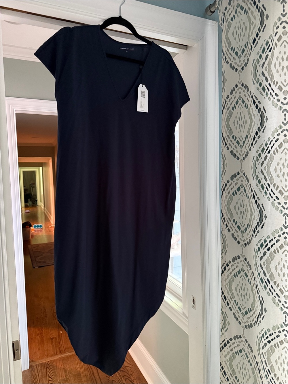 Universal Standard Navy Asymmetrical V-Neck Shift Dress